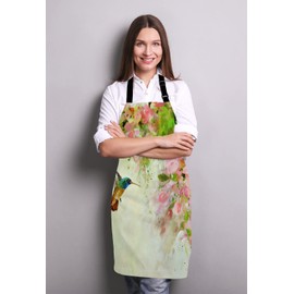 Wasach Hummingbird Apron,Adjustable Neck Bib Apron for Men Women,Suitable for Kitchen Cooking Waitress Chef Apron
