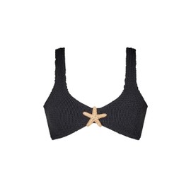 Moda Minx Women's 'Starfish' Bikini Top with Great Starfish Element Feminine Bikini Top with Comfortable Scrunch Material, black, M