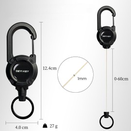 [jimii優品] リールキーホルダー 伸びるリール式キーホルダー カラビナ式リール式キーホルダー 強化ワイヤ60cm 小型 多機能 頑丈 丈夫 紛失防止 キャンプ ハイキング 釣りアウトドア用 (2)