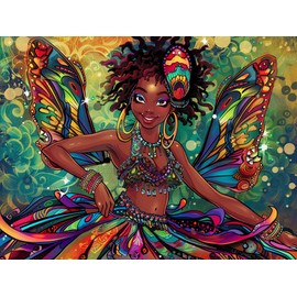 LOMSIOY DIY 5D Diamond Art Kits for Adults, African Woman Diamond Painting Kits for Beginner, Wings Diamond Art with Round Full Drill Rhinestone Crafts Gem Arts for Home Wall Decor 12 * 16 inch