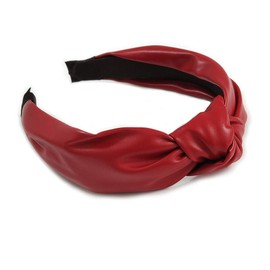 Wide Chunky Crimson Red PU Leather, Faux Leather Knot Hair Band/Headband/Alice Band