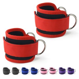 Ankle Straps for Cable Machines Resistance Bands Attachment,SiHuiTu Gym Cuffs with Double Stainless Steel D-Ring,Weight Lifting D-Ring Booty Leg Workout Curls Kickbacks Hip Abductor (Red)