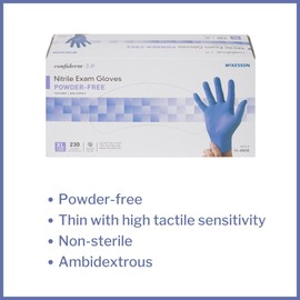 McKesson Confiderm Nitrile Exam Gloves, Non-Sterile Medical Gloves - Ambidextrous, Powder-Free, Disposable - Dark Blue, Size XL, 230 Count, 10 Boxes, 2300 Total