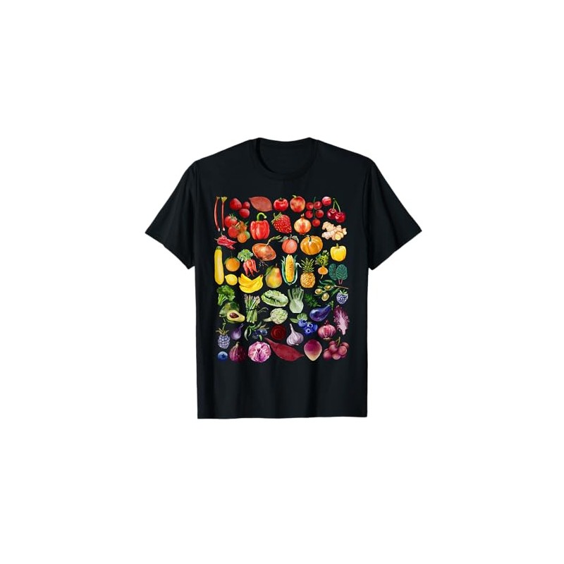 Rainbow Fruit And Vegetable Vegans Gardeners Vegetarian Day T-Shirt