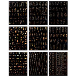 JMEOWIO 9 Sheets Marble Line Nail Art Stickers Decals Self-Adhesive Gold Nail Supplies Nail Art Design Decoration Accessories