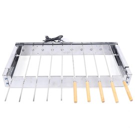 Stainless Steel Electric Skewer Turner, Rotated Grilling Rack Shish Kabob Set with 10pcs Skewers BBQ Grill for Campers Travel Park Beach Picnic