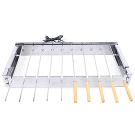 Stainless Steel Electric Skewer Turner, Rotated Grilling Rack Shish Kabob Set with 10pcs Skewers BBQ Grill for Campers Travel Park Beach Picnic