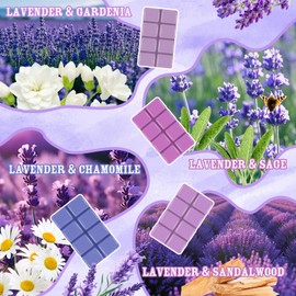 STRN Wax Melts Natural Soy Wax Cubes with Essential Oils, Long-Lasting Strong Fragrance Wax Melt for Wax Warmers, Lavender & Gardenia, Sage, Chamomile, Sandalwood Scent 4 x 2.5oz for Home, Spa