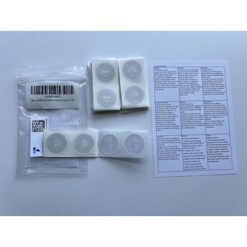 YARONGTECH MIFARE Classic 1K Stickers RFID 13.56Mhz Round 25mm Diameter