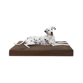 KSIIA Orthopedic Dog Bed Crate Waterproof Pet Mats for Large Dogs Deluxe Plush Washable Pet Bed with Egg Crate Foam & Removable Cover, 35 x 22 Inch, Brown