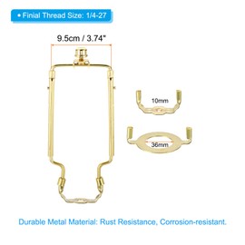 PATIKIL 8 9 10 11 Inch Lamp Harp Kit with End Piece 1 Set Adjustable Lampshade Holder with 3/8 IP E26 Lighting Base for Table Floor Lamp Gold