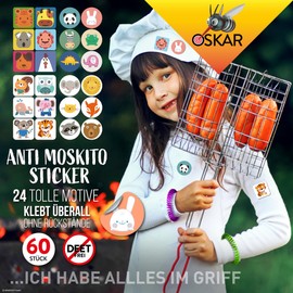 OSKAR Mückenschutz Armband für Kinder, 15 Stück + 60 Mückenpflaster zur Mückenabwehr - Bunt gemischt - Anti Mücken Set, extrem effektiver Kinder Mückenschutz für Camping, Urlaub & Festival