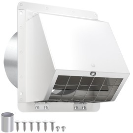 6" Exhaust Vent Cover Outdoor,Wall Vent Hood Dryer Vent Cover Outside Vent Cover Exterior Air Vents for Range Hood HVAC Duct House,Wall Mount Extractor Vent Cap with Openable Screen and Cushioned Flap