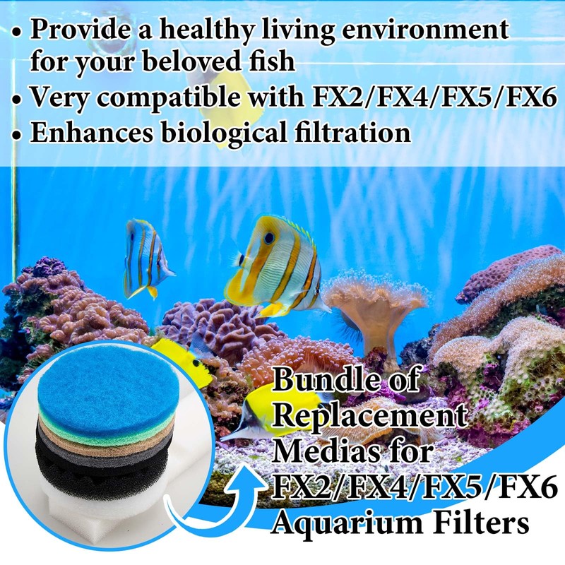 Threlaco 28 Pcs Compatible with Fluval Fx2/fx4/fx5/fx6 Replacement Filter Media