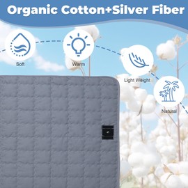 Grounding Mat Cotton EMF Grounding Anti-Slip Mat, Grounding Sleep Sheet with 15ft Earth Mat Cloud Bedding Pad for Stress Relief (Grey, Large)