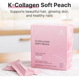 K-Nutra K-Collagen Soft Peach (15.9oz, 30 Sticks) - Holiday Gifts - Skin, Hair, Nail Health, Tasty Jelly, Fast Absorption. Low-Molecular Marine Collagen, Vitamin C