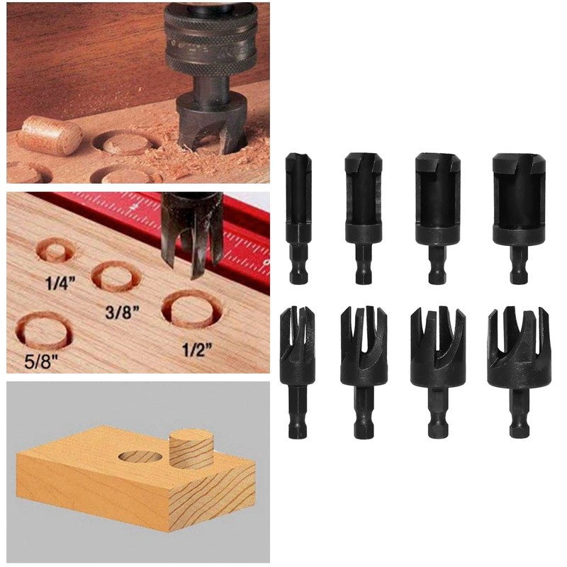 8Pcs Plug Cutters for Woodworking | Wood Plug Cutter Drills