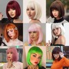 YBYMCAI Pink Bob Wig With Bangs Short Pink Bob Wigs
