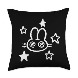 90s Y2K Mad Hare Rabbit Bunny is Confused under Starry Throw Pillow