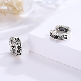 Viking Rune Earrings 925 Sterling Silver Viking Jewellery Gift for Men Women Punk Style Earrings Unisex Viking Accessories Gift Idea, Sterling Silver