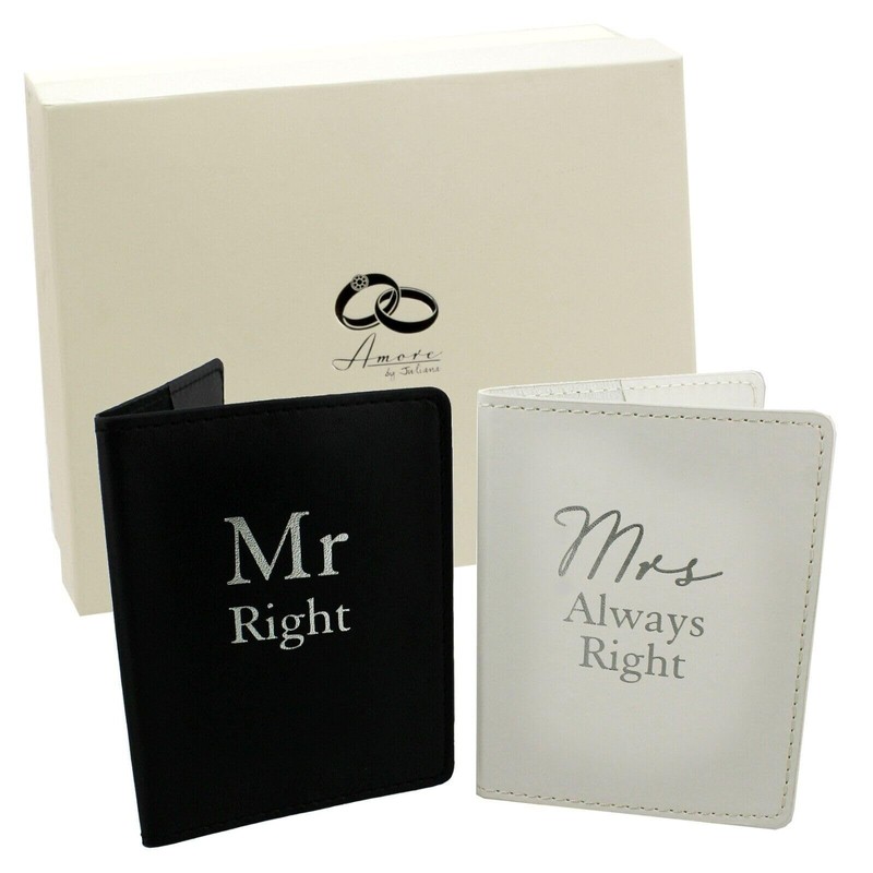 Amore Set 2 Passport Holders - Mr Right & Mrs