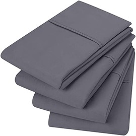 Utopia Bedding King Pillowcases - 4 Pack - Envelope Closure - Soft Brushed Microfiber Fabric - Shrinkage and Fade Resistant Pillow Covers 20 X 36 (King Standard, Grey)