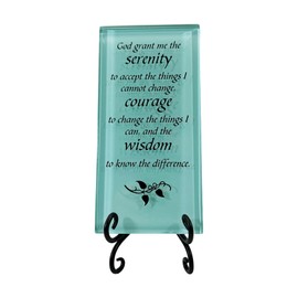 Lifeforce Glass The Serenity Prayer Inspirational Glass Plaque. Encouraging and Centering Words to Empower. Includes a Folding Easel Seafoam.