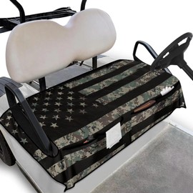 Darisoco American Flag Golf Cart Seat Covers EZ GO Golf Cart Seat Towel Blanket with 4 Front Pockets Fits for Club Car and More 2 Person Seats Golf Carts