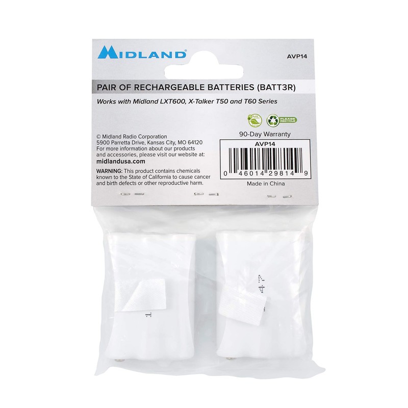 Midland® – AVP14 Rechargeable Battery Packs LXT600, T50 T60, White,
