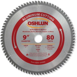 Oshlun SBNF-090080 9-Inch 80 Tooth TCG Saw Blade with 1-Inch Arbor for Aluminum and Non Ferrous Metals, Bronze