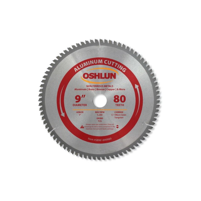 Oshlun SBNF-090080 9-Inch 80 Tooth TCG Saw Blade with 1-Inch