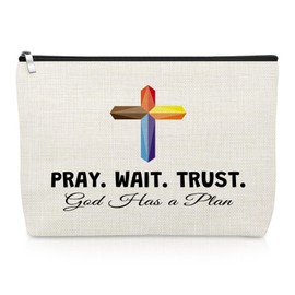 Christian Religious Makeup Bag Inspirational Scripture Gifts for Prayer Friend Sister Cosmetic Bag Bible Verses Gifts Christmas Birthday Present for Women Friendship Faith Mothers Day Travel Pouch