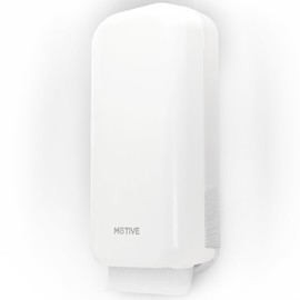 MOTIVE Shabbos Toilet Paper Dispenser, Holds up to 600 Sheets, Pre Cut Shabbos Tissue Dispenser with Lock Key, Adhesive or Drilling Compact Wall Mount, Easy Installation for Bathroom (White)