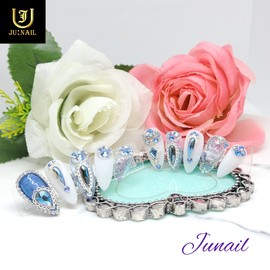 Lace Emerald Handmade Nail Tips✨ - Short Oval / 레이스에메랄드 수제네일팁✨ - 숏오발