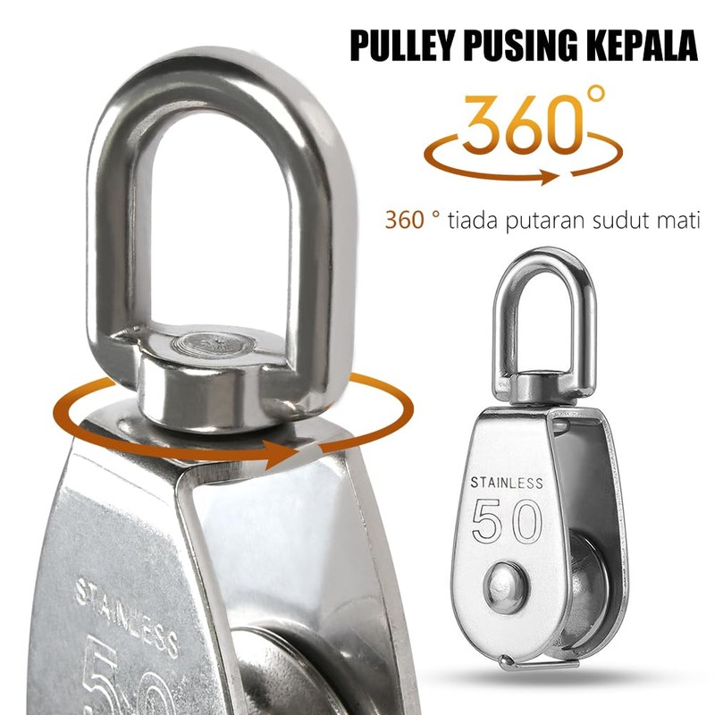 2PCS Heavy Duty Single Pulley M50 Pulley System Stainless Steel
