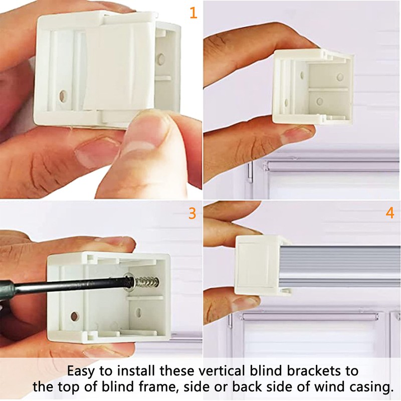 AuRiver 8 PCS Plastic Bracket Blind Brackets 1 Inch White