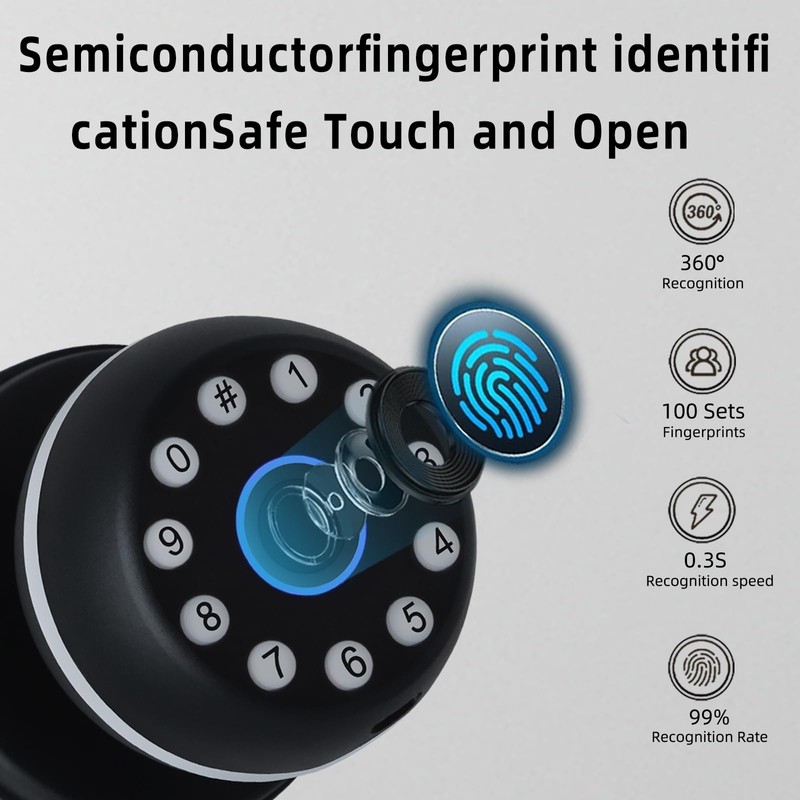 Smart Door Lock - 4-in-1 Keyless Entry Door Knob with