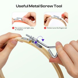 Caydo 6 Pieces 8 Inch Embroidery Hoop with Metal Screw, Round Embroidery Hoops Set, Adjustable Bamboo Cross Stitch Hoop Ring, Embroidery Frames for Art Craft Sewing, Home Ornaments