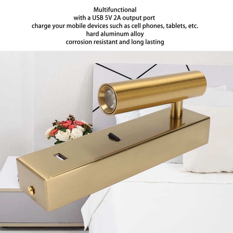 LED Wall Mounted Reading Light Simple Rechargeable Adjustable Angle Bedroom