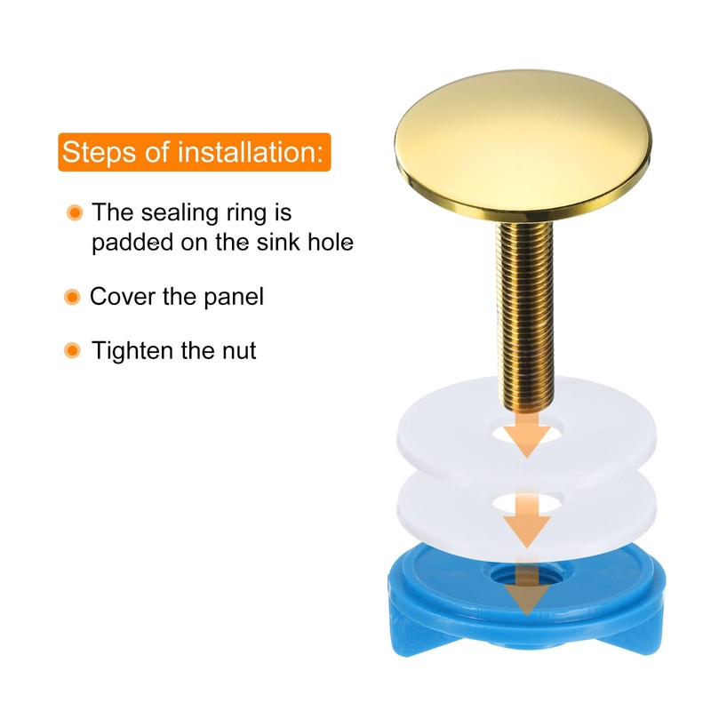 sourcing map 2pcs Kitchen Faucet Hole Cover Copper, 2" Sink