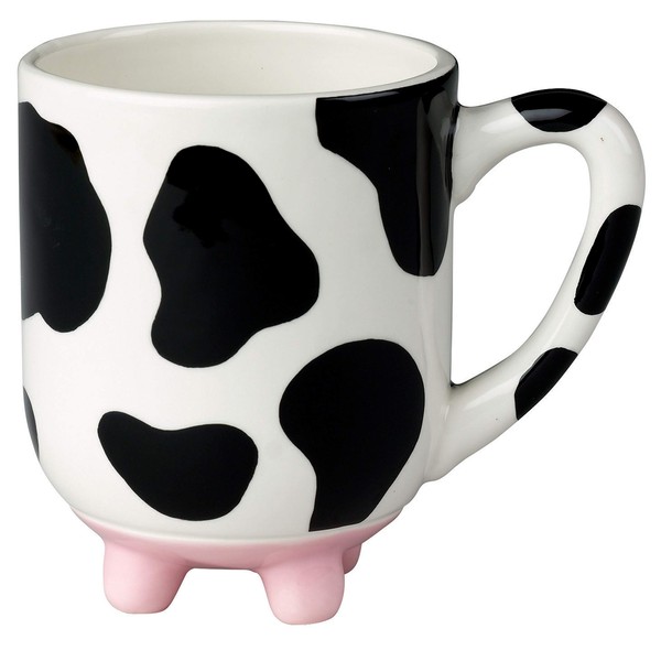 Boston Warehouse Udderly Cow Mug with Non-Skid Silicone Feet, Hand Painted Ceramic, 20 fl.oz.