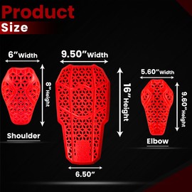 CE Level 2 Certified Armor Pads, Level 2 Approved Back, Shoulder and Elbows Armor Protector Inserts for Motorcycle Jackets