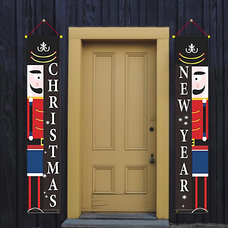 Merry Christmas Banners, Nutcracker Christmas Banner for Door Porch Christmas