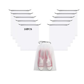 Syylibb 10-Pack Shoe Bags for Travel, 11.8" x 15.7" Waterproof Travel Shoe Bags for Packing,Large Travel Bag for Shoes, Storage Bags Travel Essentials Men for and Women (10-Pack White)