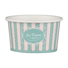 VEPATIM 100 Paper Ice Cream Cups with Patisserie Motif 145 ml 5 oz