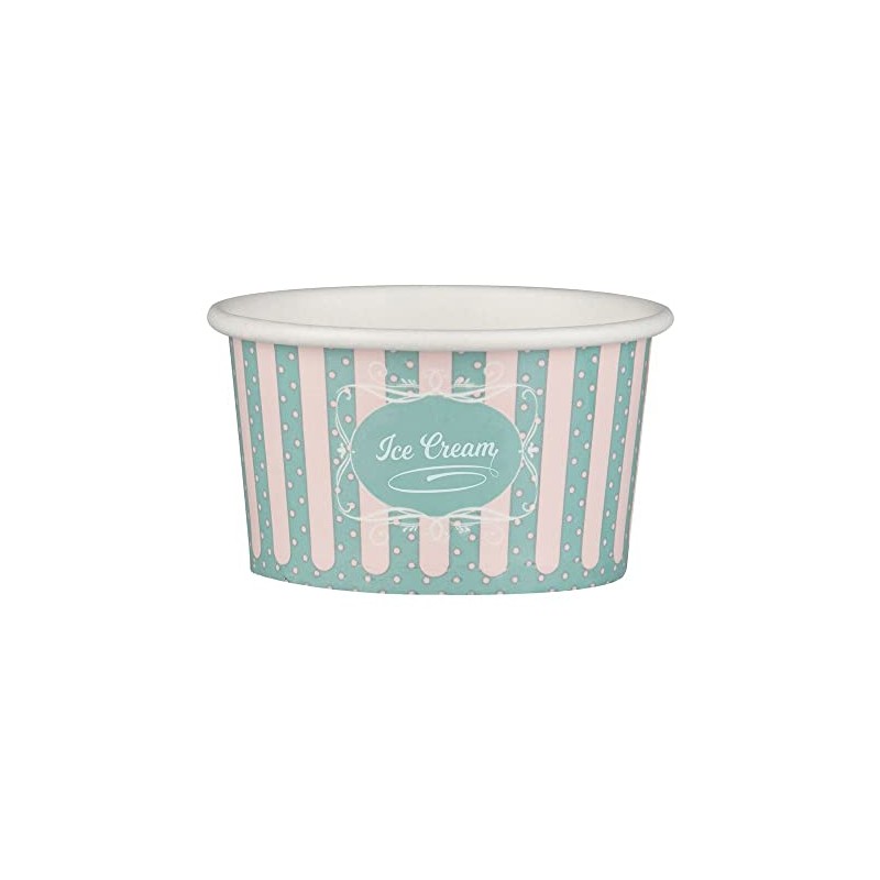 VEPATIM 100 Paper Ice Cream Cups with Patisserie Motif 145