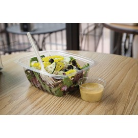 Eco-Products Clear Disposable Rectangular Deli Container with Lid, Eco-Friendly Compostable PLA Plastic Food Container, 32 oz, Case of 200