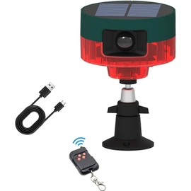 ChunHee Outdoor Motion Sensor Alarm,360° Solar Alarm Motion Detector,13 Sounds inchuding Dog Barking & Support Recording,129db Loud Siren Strobe Light for Home, Villa,Yard,Chicken coop,Farm,Barn