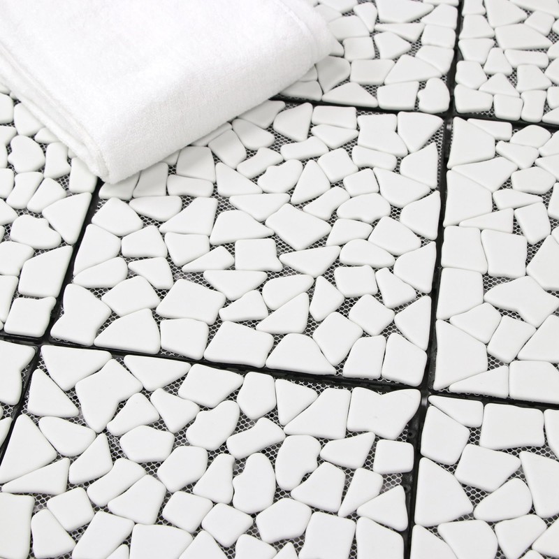 SUNWINGS 4PCS Natural Stone Interlocking Deck Tiles 12"x12" Pebble Waterproof