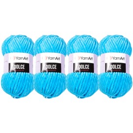 Yarn Art Dolce Yarn 100% MicroPolyester Velvet Blanket Amigurumi Super Bulky :6 Baby Chenille Yarn (4 Skein, 758), 2 Skein
